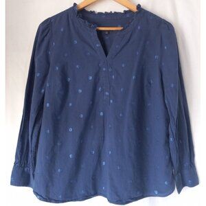 Talbots Navy Embroidered Blouse Size Large
